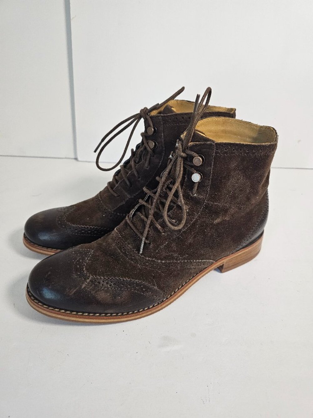 Sebago Womens Claremont Bootie Brown Suede Wingtip Brogue Equestrian 9